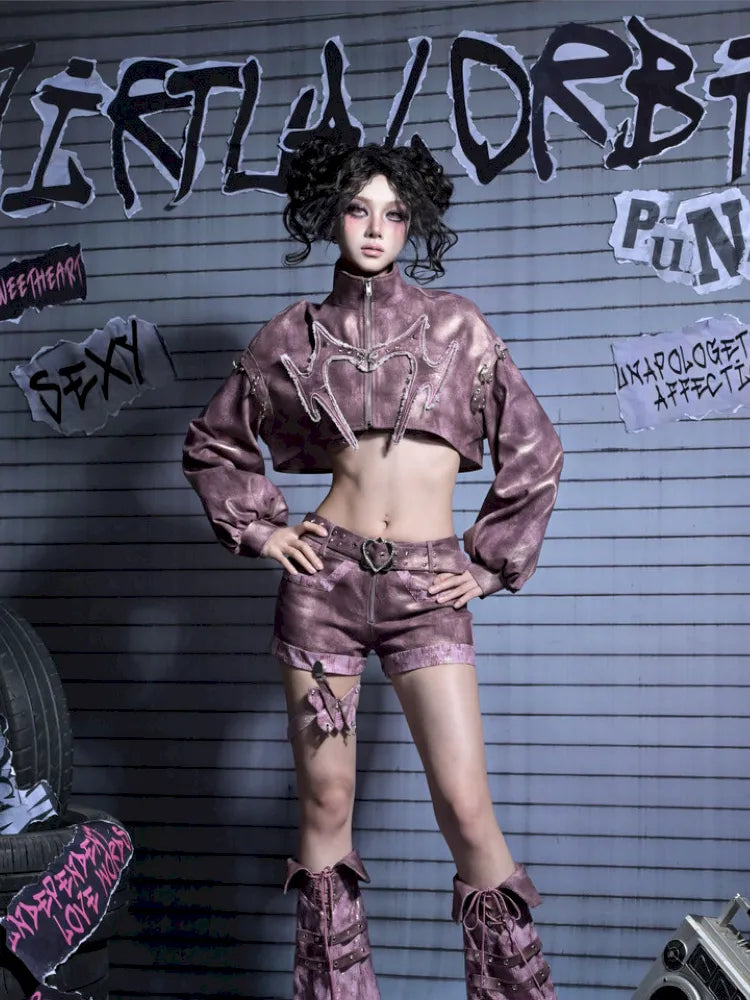 Butterfly Leg Chains Niche Denim Shorts【s0000014024】