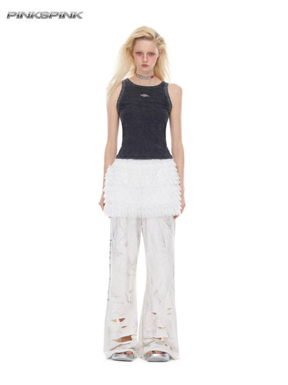 Irregular Hole Rock Punk Loose Pants【s0000012986】