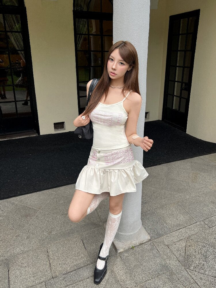 Vintage Pink Rhinestone Mini Skirt【s0000018289】