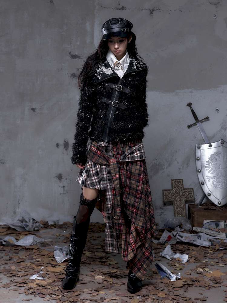 Leather Print Collared Coat【s0000014468】