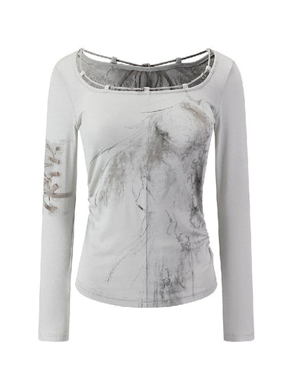 Printed Tencel Lace Long Sleeve【s0000017856】