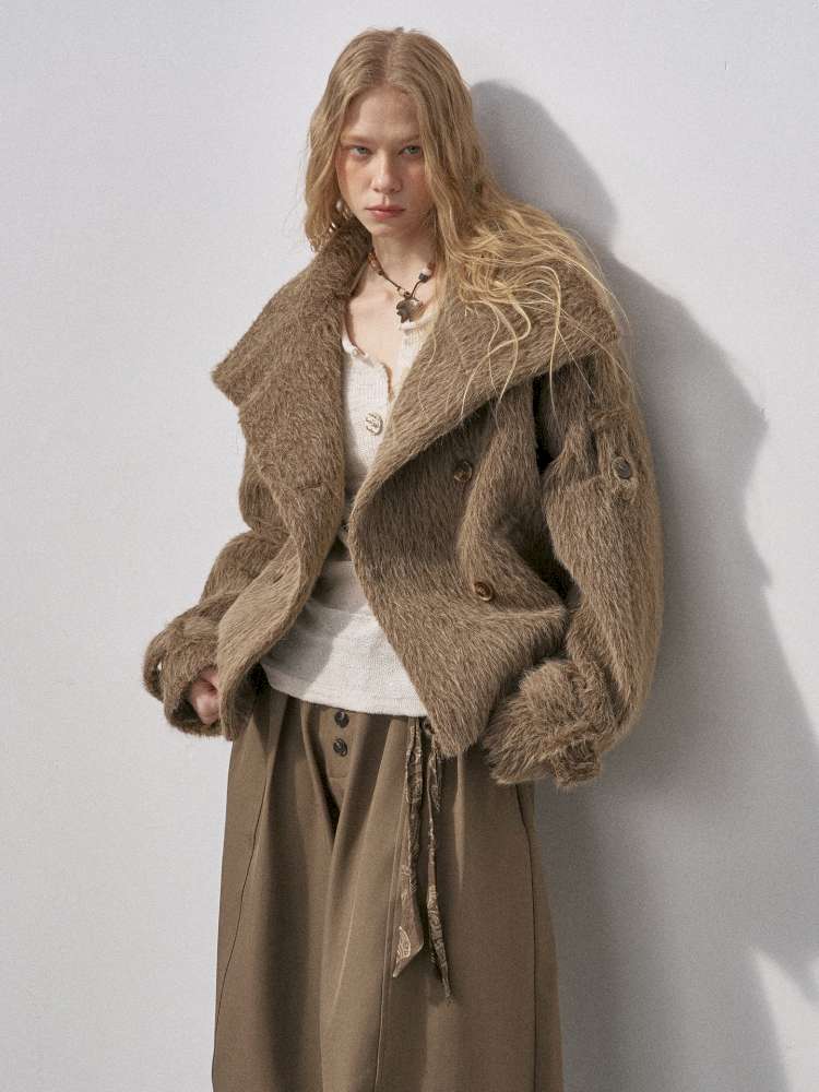 Furry Double Breasted Fur Jacket【s0000015228】