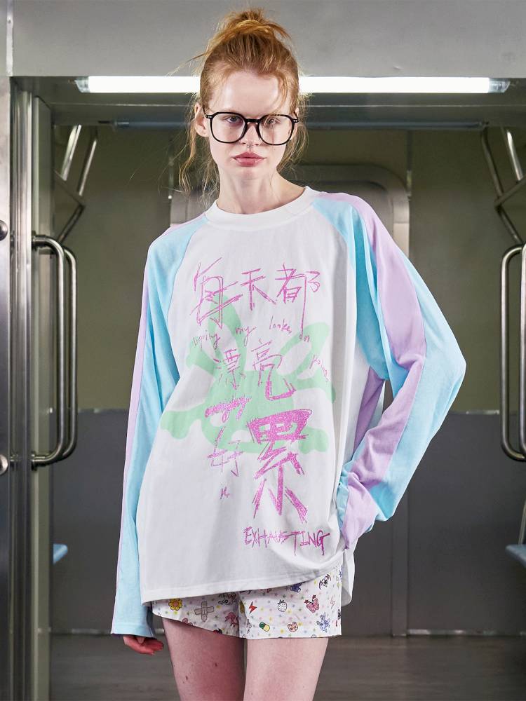 Glitter Print Drop-Shoulder T-Shirt【s0000014412】