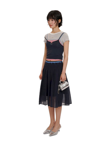 Lace satin bow short-sleeved T-shirt【s0000012504】