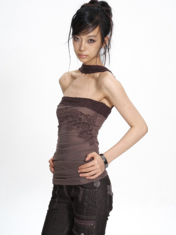 Cutout Knit Patchwork Tube Top【s0000017660】