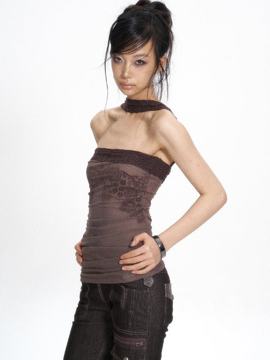 Cutout Knit Patchwork Tube Top【s0000017660】