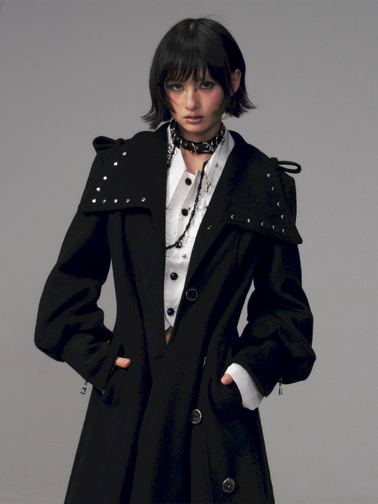 Dark A-Line Temperament Wool Coat【s0000014707】