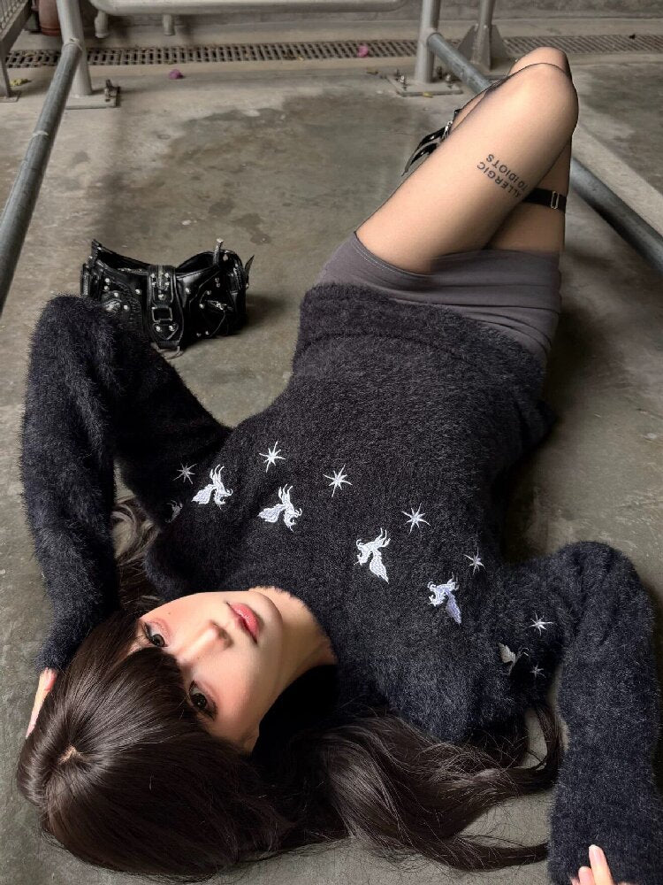 Mohair Pentagram Patchwork Sweater【s0000018186】