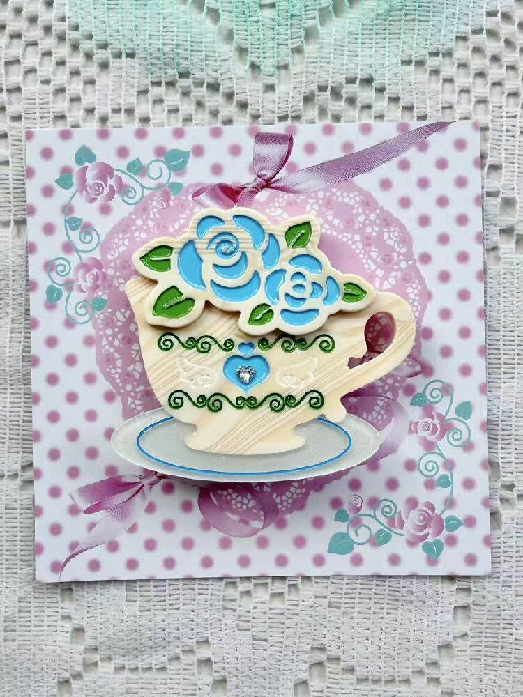 Rose Coffee Cup Printed Hair Clip【s0000017461】