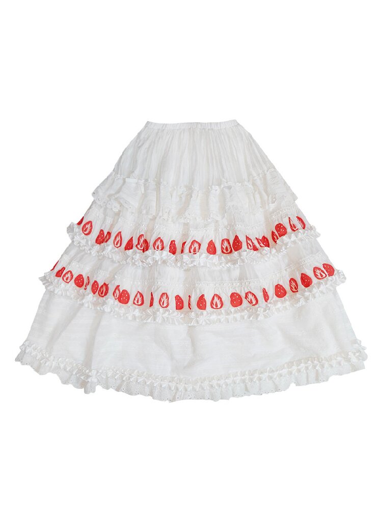 Cake Print Cut-Out Lace Bow Skirt【s0000018542】
