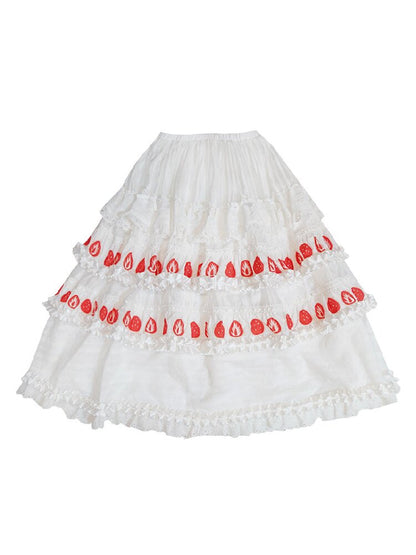 Cake Print Cut-Out Lace Bow Skirt【s0000018542】