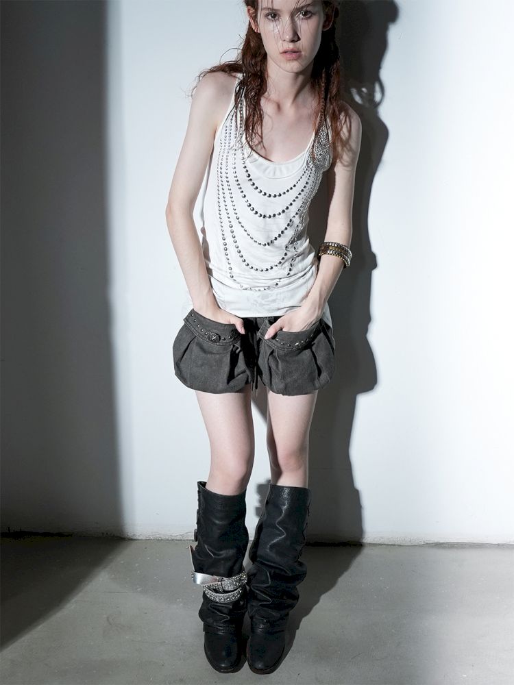 Washed Cotton Mid-Rise Shorts【s0000012834】