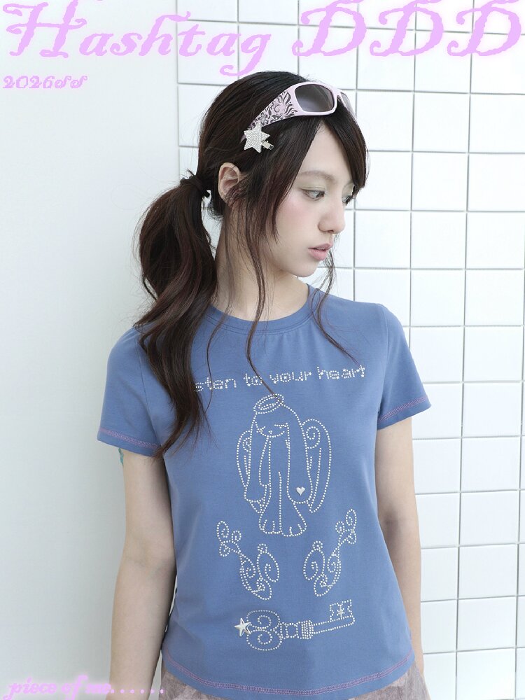 Millennium Navy Angel Rabbit T-shirt【s0000017474】