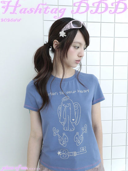 Millennium Navy Angel Rabbit T-shirt【s0000017474】