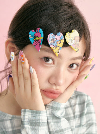 Colorful Rabbit Heart Acrylic Hair Clips【s0000019247】