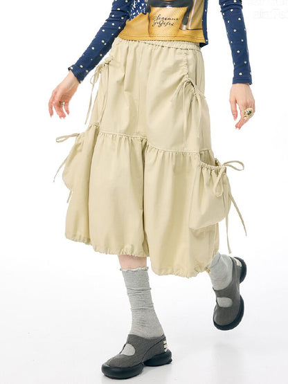 Pocket Drawstring Midi Skirt【s0000017888】
