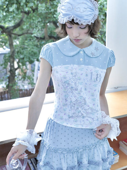 Vintage Bird Collar Bubble T-shirt【s0000017476】
