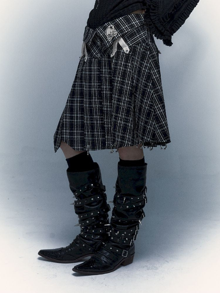 Peplum irregular pleated bustier midi skirt【s0000005970】