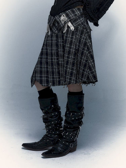 Peplum irregular pleated bustier midi skirt【s0000005970】