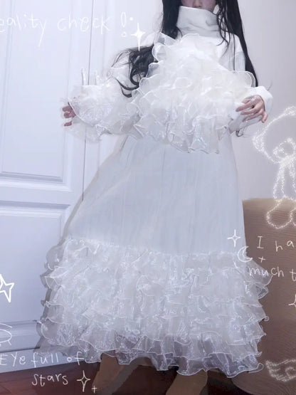 Apricot-Colored Design-Inspired Lace Skirt【s0000014344】