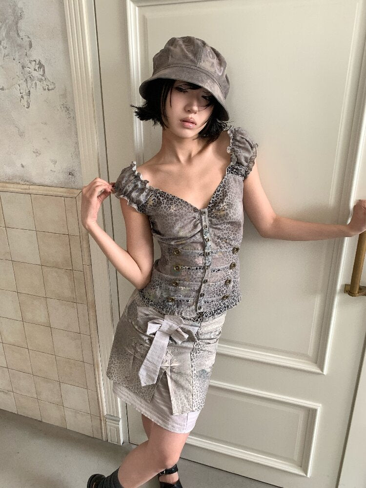 Confused Floral Court Print Top【s0000018092】