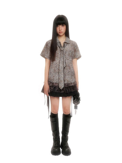 Patchwork Mesh Blouse【s0000012513】