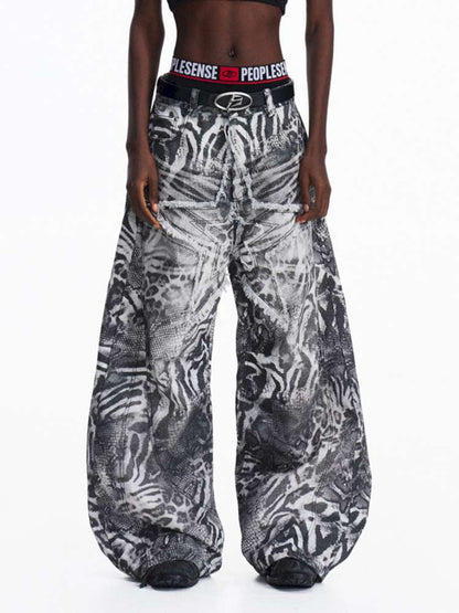 Tiger Print Gradient Wide Jeans【s0000015176】