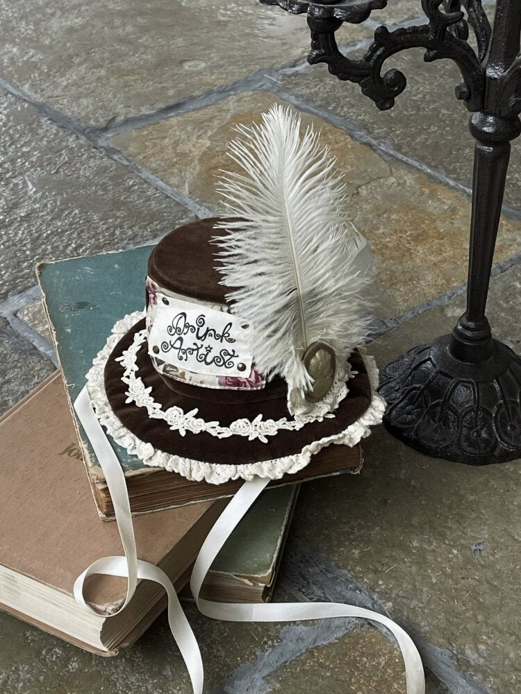 Brown Velvet Top Hat Tie【s0000015617】