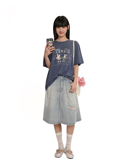 Soft collar worn Loose short-sleeved T-shirt【s0000012544】