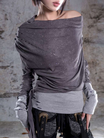 Off-the-shoulder knit top【s0000014488】