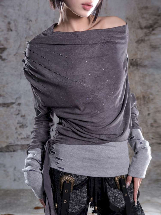Off-the-shoulder knit top【s0000014488】