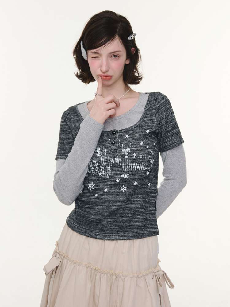 Starry Night Rabbit Design Top【s0000015427】