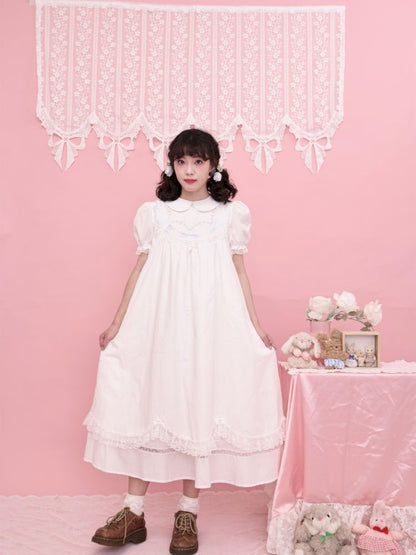 Lace petal hem smocked skirt tank dress【s0000013497】