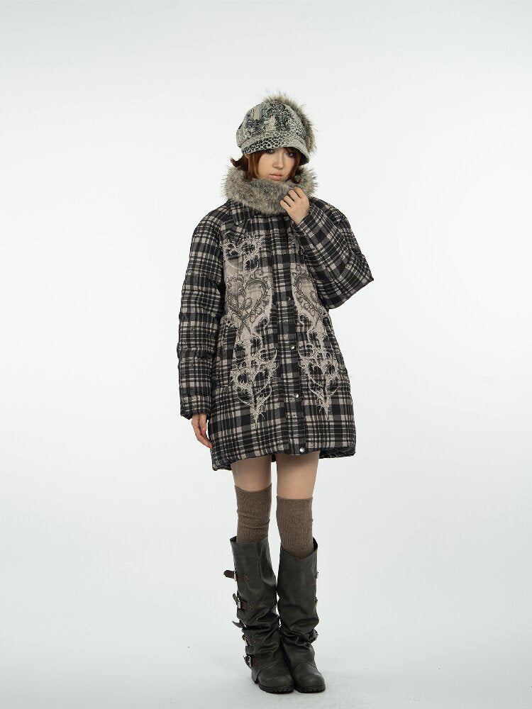 Retro Plaid Bear Love Down Jacket【s0000018077】