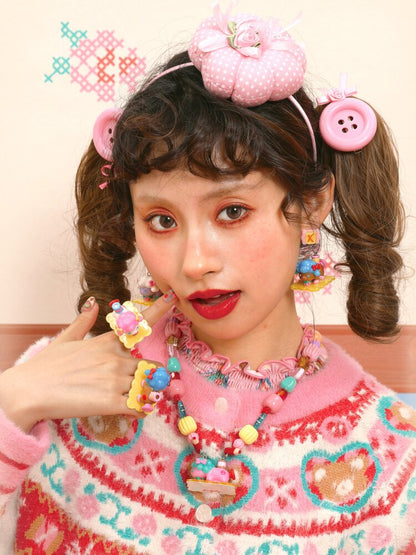 Vintage Lamb Resin Acrylic Necklace【s0000015580】