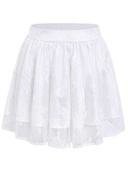 One Shoulder Top + Lace Embroidered Half Skirt【s0000011955】
