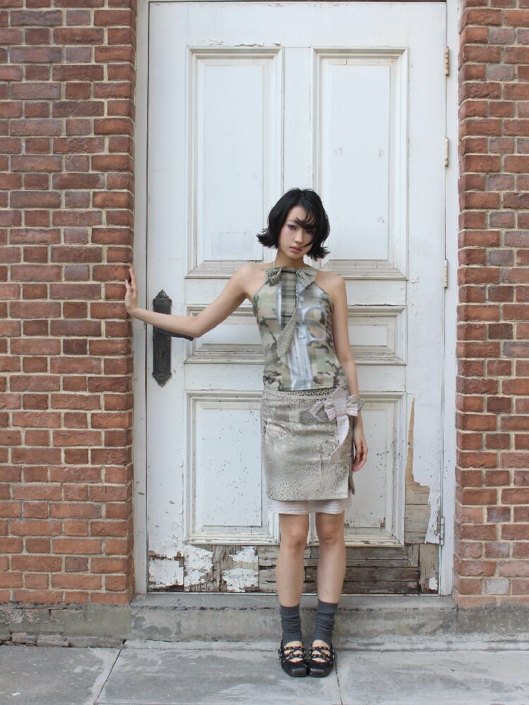 Cross Leopard Bow Midi Skirt【s0000018096】