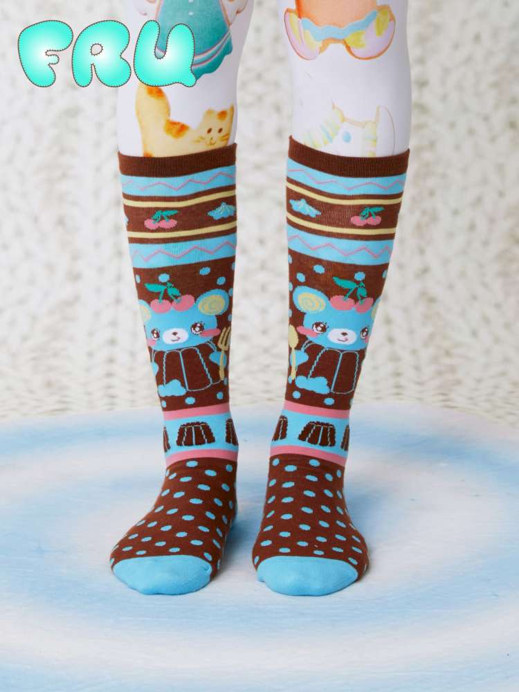 Chocolate Bear Print Cute Stockings【s0000014859】