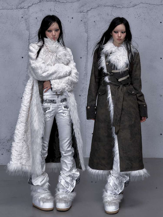 Modern Knight Fur Long Trench Coat【s0000014924】