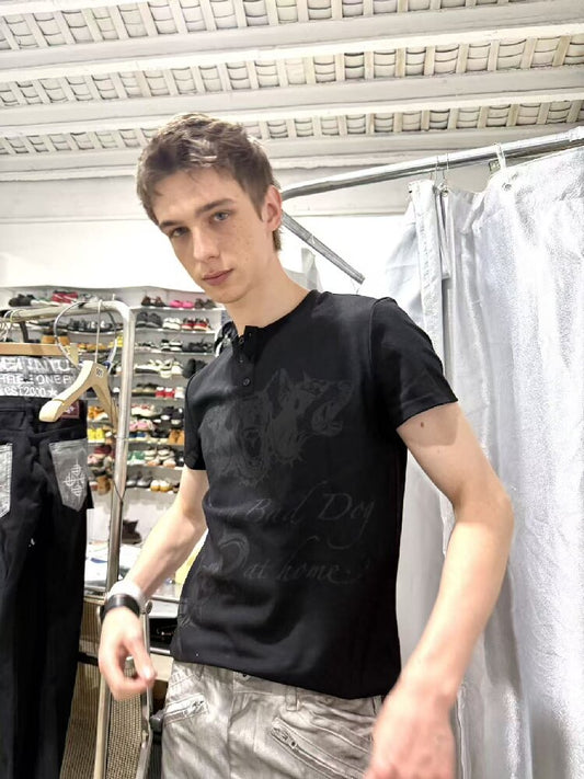 Thorn Slogan Henley Short Tee【s0000018290】