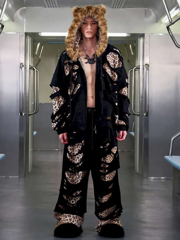 Leopard Print Ripped Double Jumper【s0000014647】