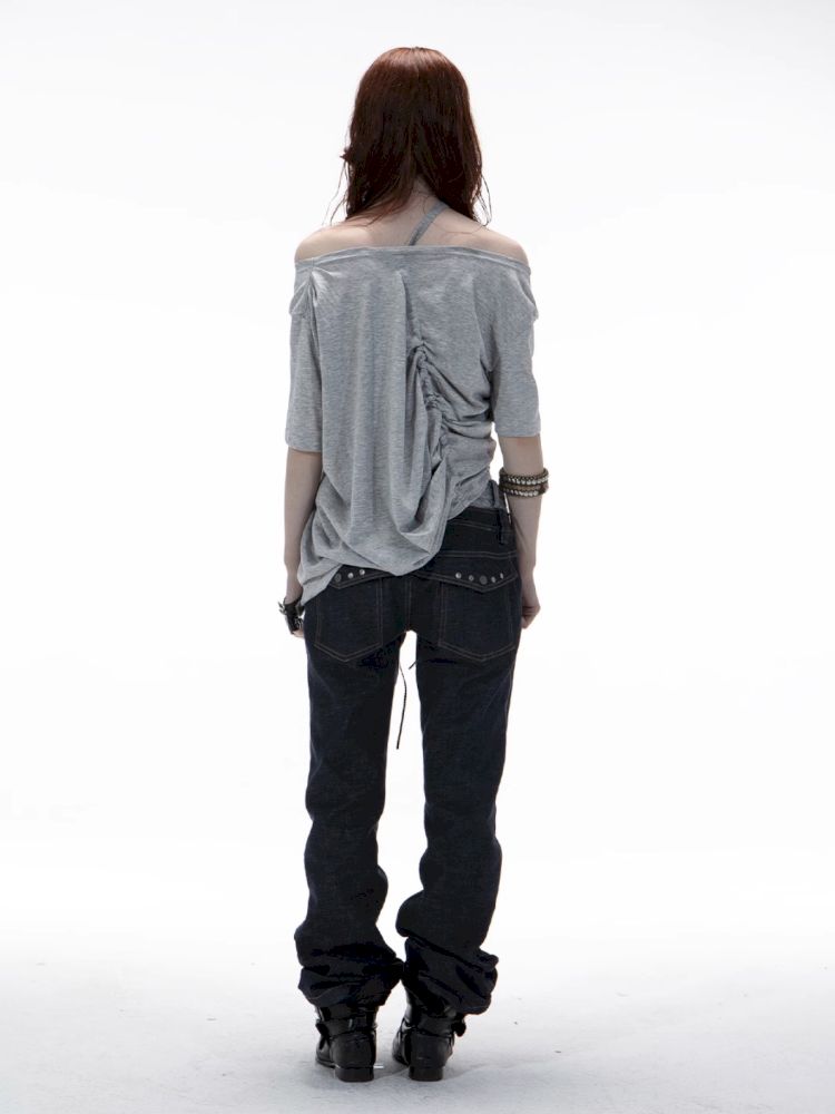 Drawstring Denim Girl Print T-Shirt【s0000012712】