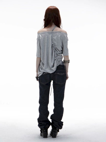 Drawstring Denim Girl Print T-Shirt【s0000012712】