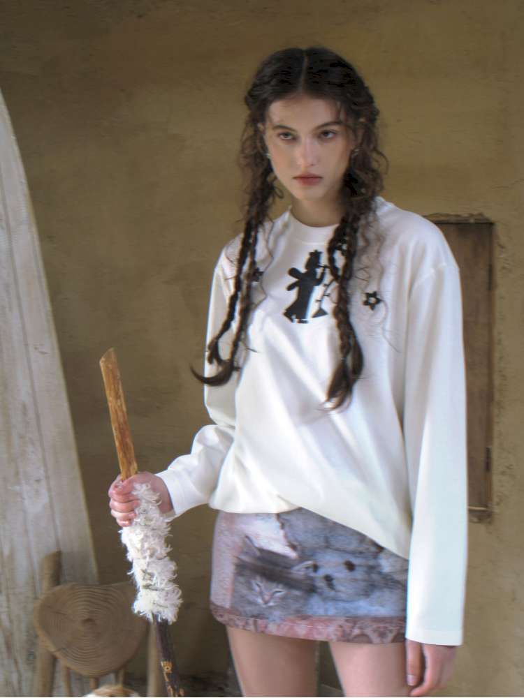 Forest Elf Print Long Sleeve T-Shirt【s0000014898】