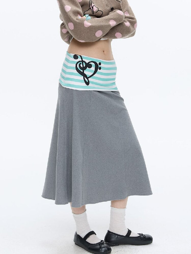 Color Blocking Striped Midi Skirt【s0000016383】