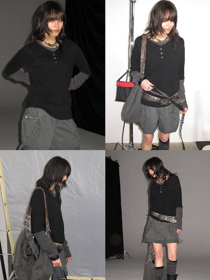 Paneled Punk Long Sleeved T Shirt【s0000016236】