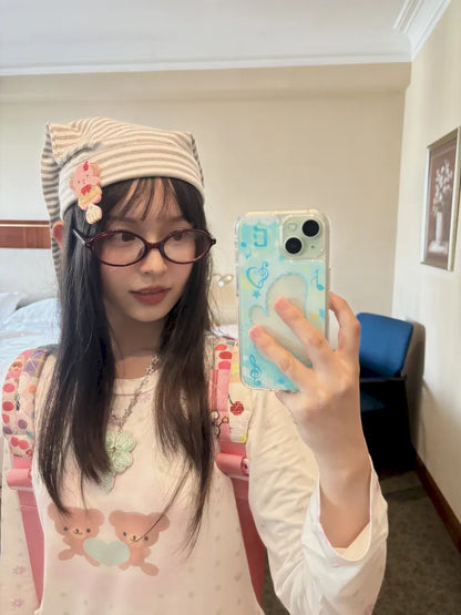 Bear Heart Lace Long-Sleeve T-Shirt【s0000014170】