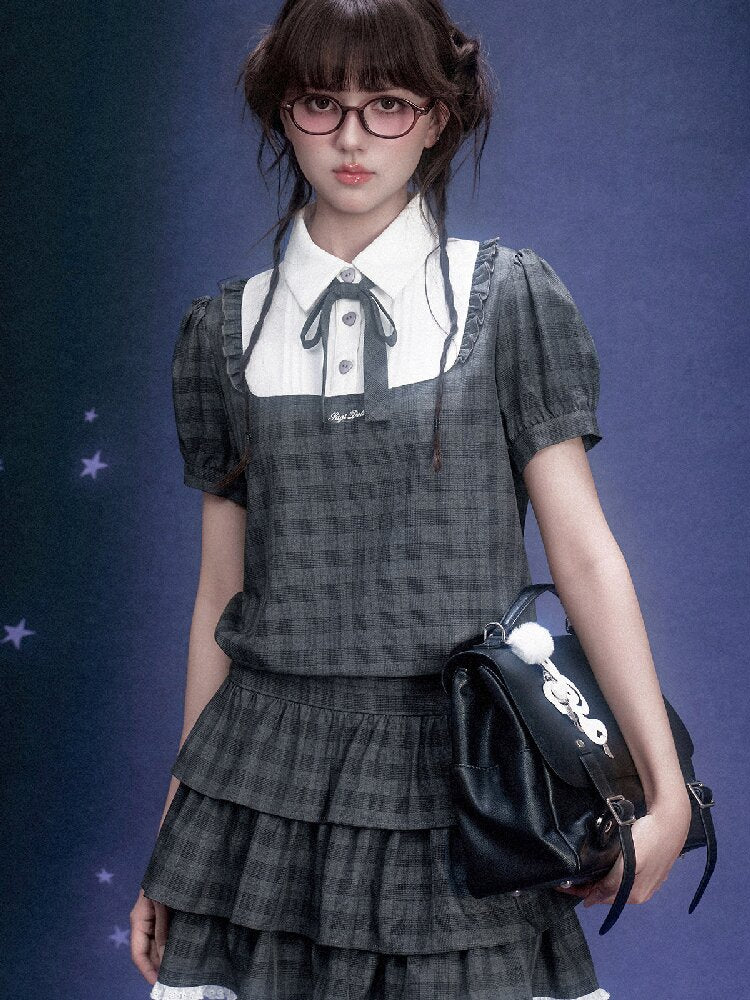 Gray Plaid Collegiate Cake Dress【s0000015756】