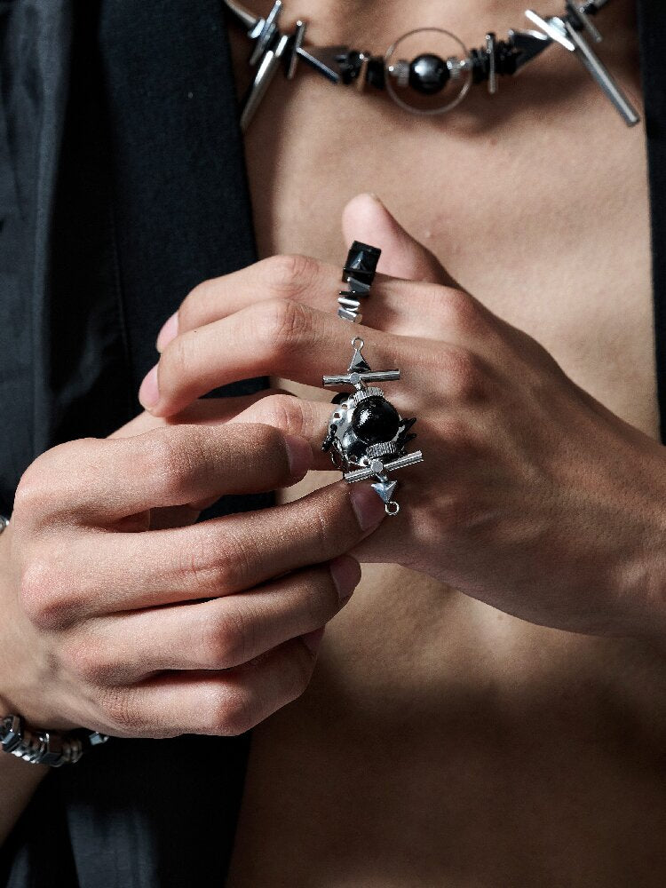 Handmade Beaded Heavy Titanium Ring【s0000018894】