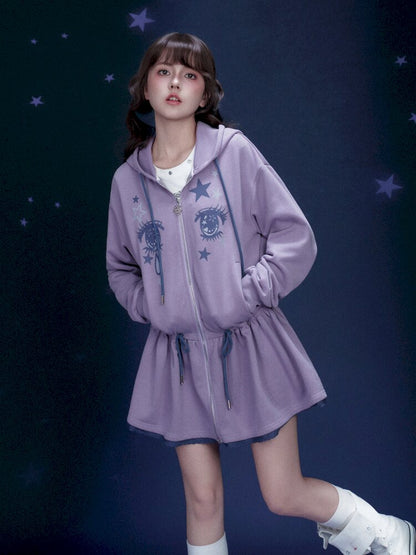 Purple Comic Eye Sweatshirt Dress【s0000015439】
